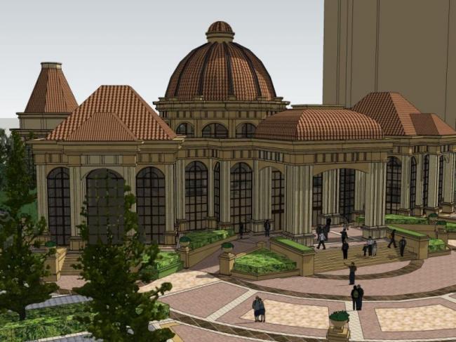 SketchUp Business Model: Multi-Story Classical Style Clubhouse Design