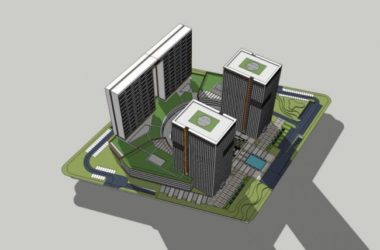SketchUp Model of a Modern Super High-Rise Commercial, Office, and Residential Complex-BIM WORLD
