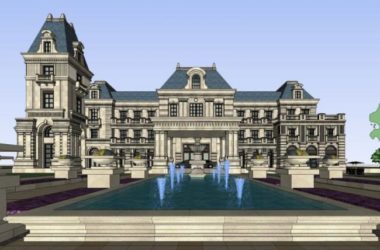 SketchUp Business Model: Multi-Story Classical Style Clubhouse Design-BIM WORLD