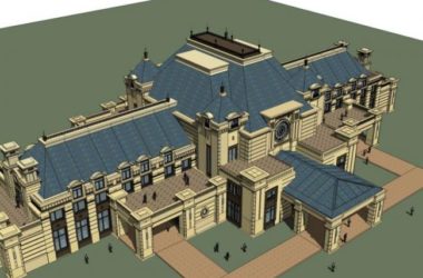 SketchUp Business Model: Classical Multi-Story Clubhouse Design-BIM WORLD