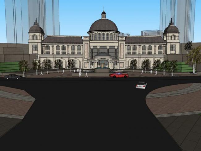 SketchUp Business Model: Multi-Story Classical Style Commercial Club