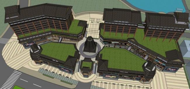 SketchUp Business Model: Designing a Modern Multi-Story Commercial Building in Chinese Style