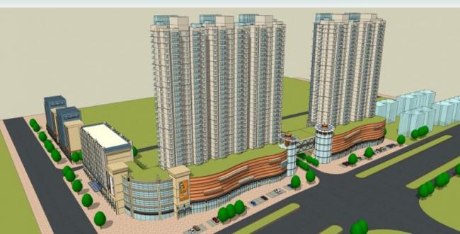 SketchUp Complex Model: Multi-Story Commercial and Residential Building in Classic Style
