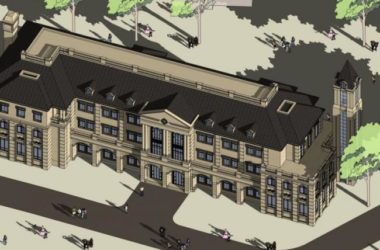 SketchUp Business Model: Multi-Story French Classical Style Clubhouse-BIM WORLD