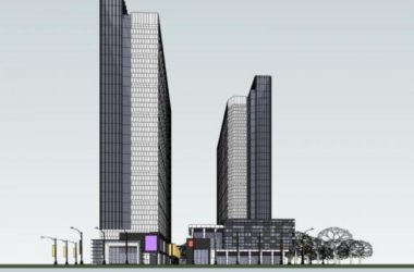 SketchUp Model of a Modern Super High-Rise Commercial Complex with Offices and Hotel-BIM WORLD