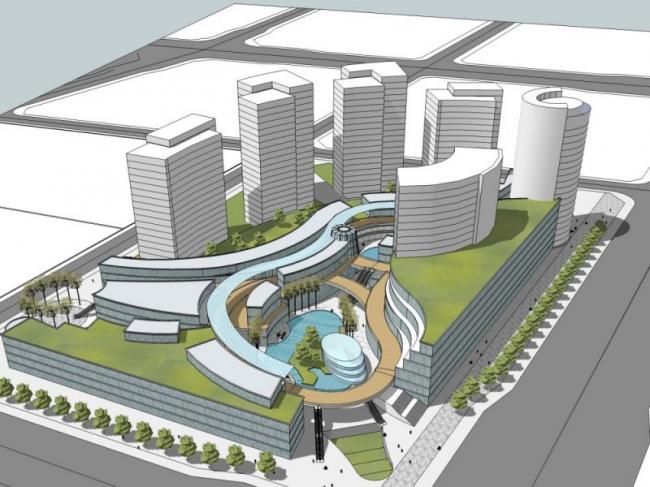 SketchUp Complex Model: Modern Multi-Story Commercial Building