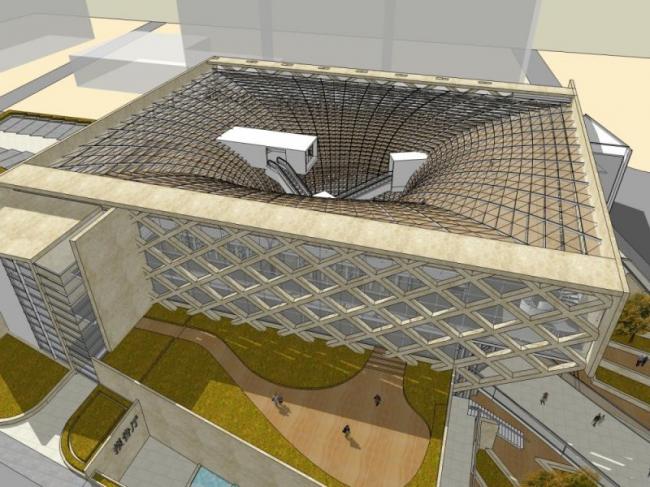Modern Multi-Story Library Cultural Model in SketchUp