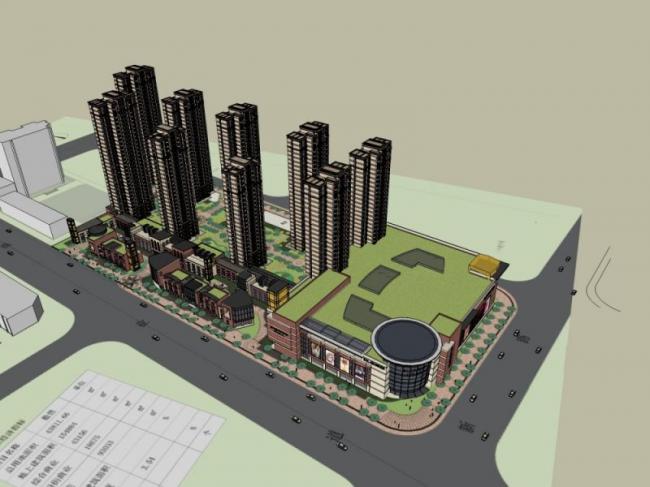 SketchUp Complex Model: Multi-Story Commercial and Classical Residential Building