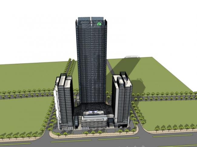 SketchUp Model of a Modern Super High-Rise Office Building