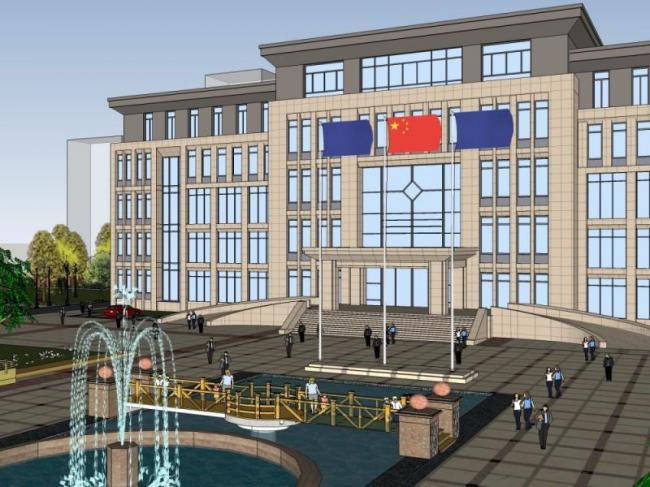 Modern Multi-Story Office Building Model in SketchUp