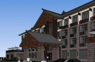 SketchUp Multi-Story Hotel Model Featuring Traditional Chinese Architecture-BIM WORLD