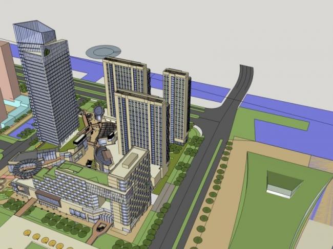 SketchUp Complex Model: Modern Super High-Rise Commercial, Office, Hotel, and Residential Tower