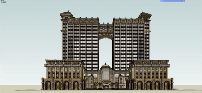 SketchUp Business Model: Designing High-Rise Commercial Buildings with European Classical Style