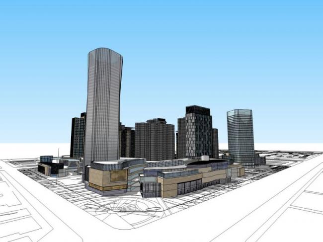 SketchUp Complex Model | Modern Super High-Rise Commercial, Office, and Residential Design