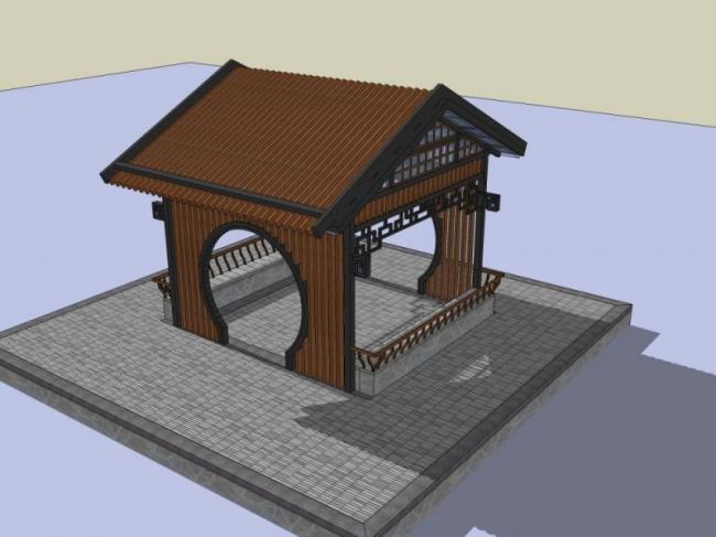 Chinese-Style Pavilion Sketch Model in SketchUp
