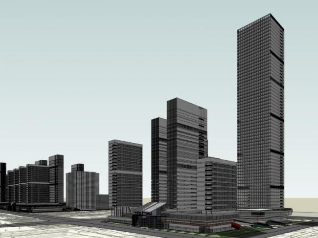 Modern Super High-Rise Office Model in CBD Central Business District