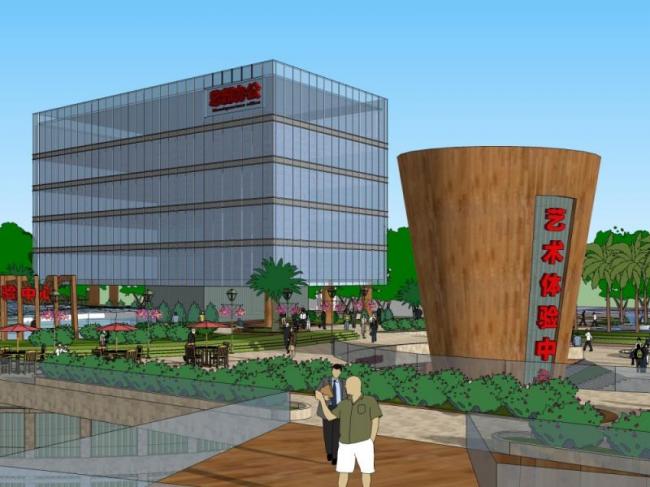 SketchUp Cultural Model: Multi-Story Modern Art Center Architecture