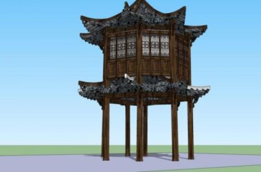 Chinese-Style Pavilion Sketch Model in SketchUp-BIM WORLD
