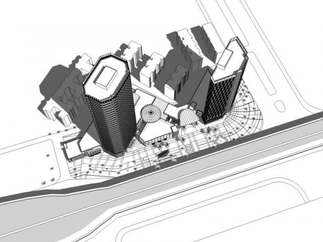 SketchUp Model of a Modern Super High-Rise Commercial, Office, and Residential Complex
