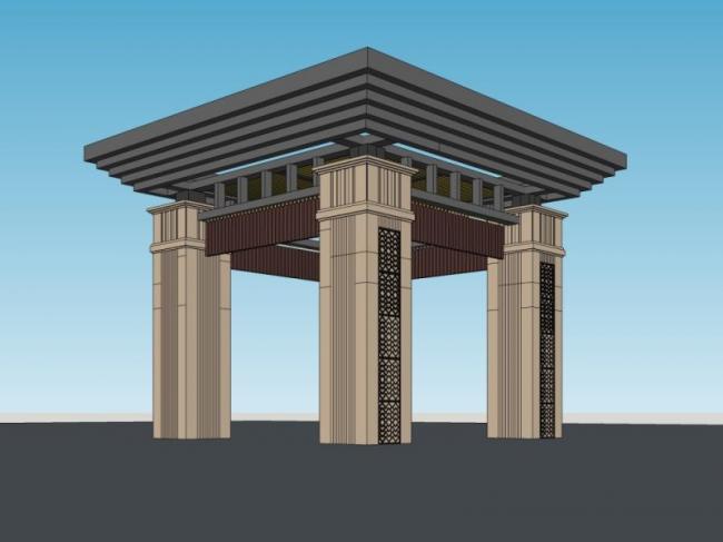 Classical Style Pavilion Sketch Model in SketchUp