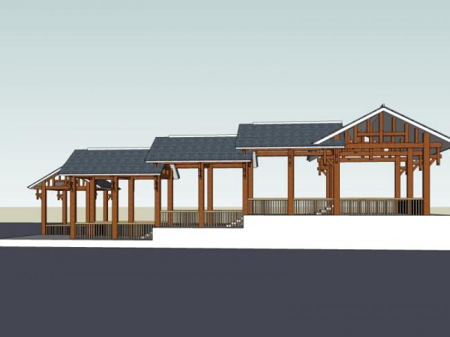 Chinese-Style Pavilion Sketch Model in SketchUp