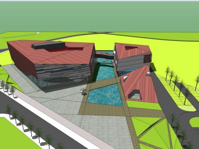 SketchUp Cultural Model: Modern Multi-Story Activity Center Architecture
