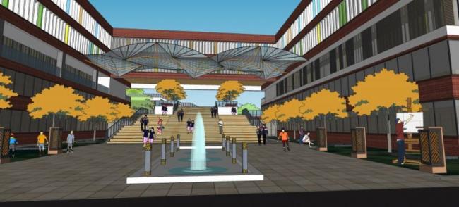 Modern Multi-Story School Campus Design in SketchUp