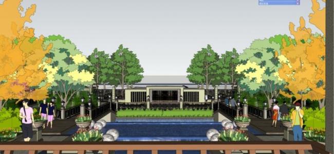 Classical Style Mansion Landscape Model in SketchUp