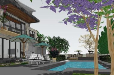 Modern Villa Courtyard Landscape Design in SketchUp-BIM WORLD