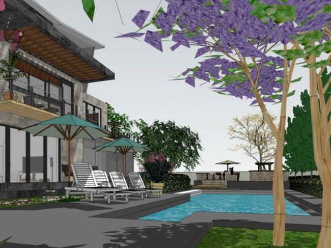 Modern Villa Courtyard Landscape Design in SketchUp