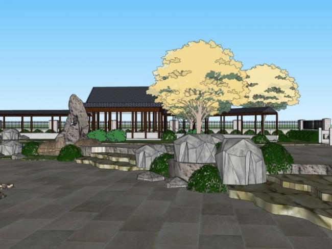 SketchUp Landscape Model: Traditional Chinese Garden and Architecture Design