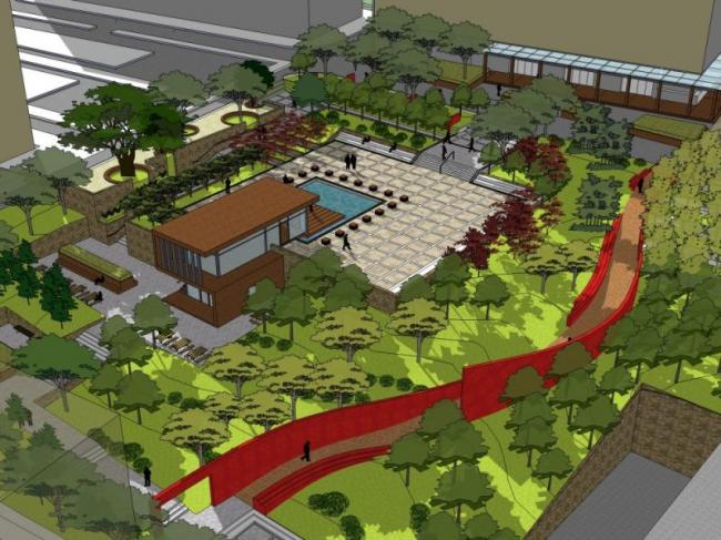 Modern Square Landscape Design in SketchUp