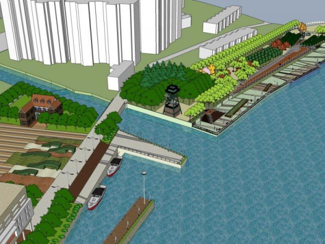Modern Waterfront Landscape Design in SketchUp