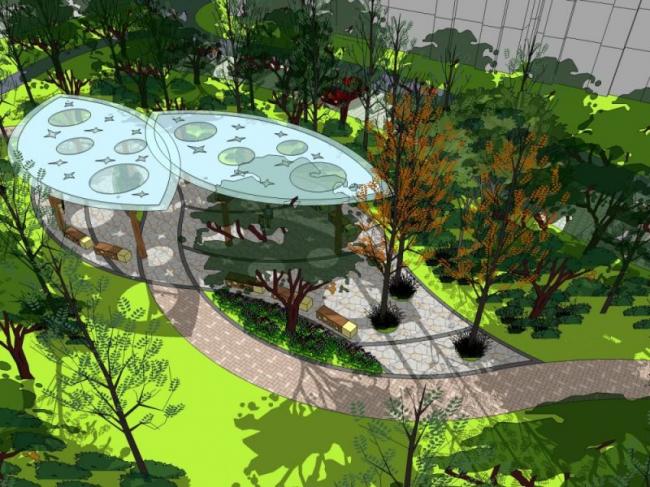 Modern Square Landscape Design in SketchUp