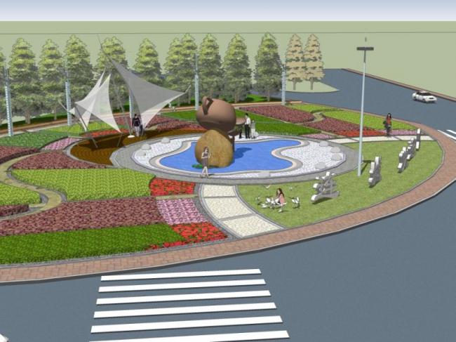 Modern Sculpture Landscape Design in SketchUp