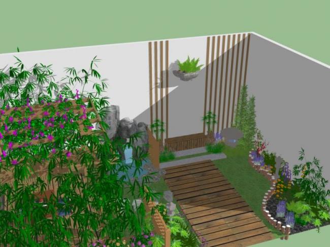 Modern Courtyard Landscape Design in SketchUp
