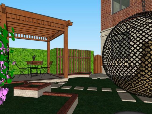 Modern Villa Courtyard Landscape Design in SketchUp