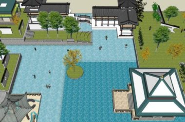SketchUp Landscape Design: Water Park, Waterfront, and Modern Chinese Style-BIM WORLD