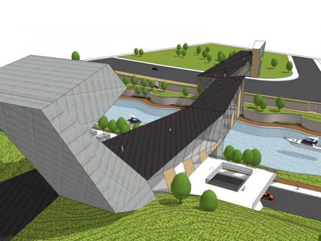 Modern Landscape Bridge Design in SketchUp Model