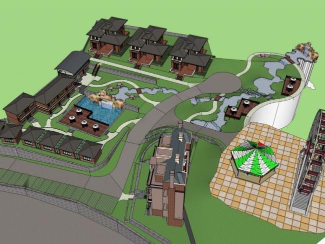 SketchUp Landscape Design: Mountain Villa with Modern Chinese Style