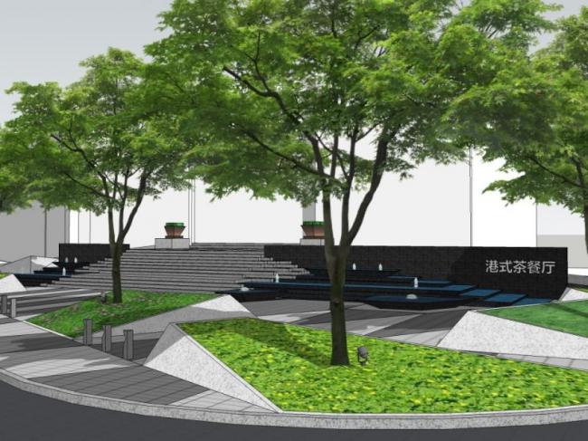 Modern Commercial Landscape Design in SketchUp