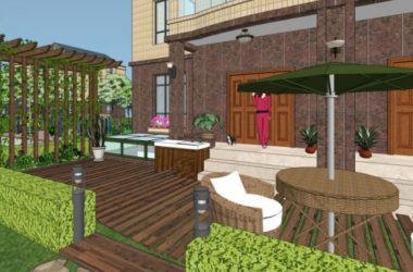Modern Villa Courtyard Landscape Design in SketchUp-BIM WORLD