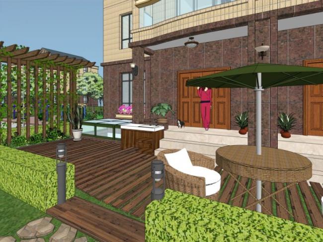 Modern Villa Courtyard Landscape Design in SketchUp