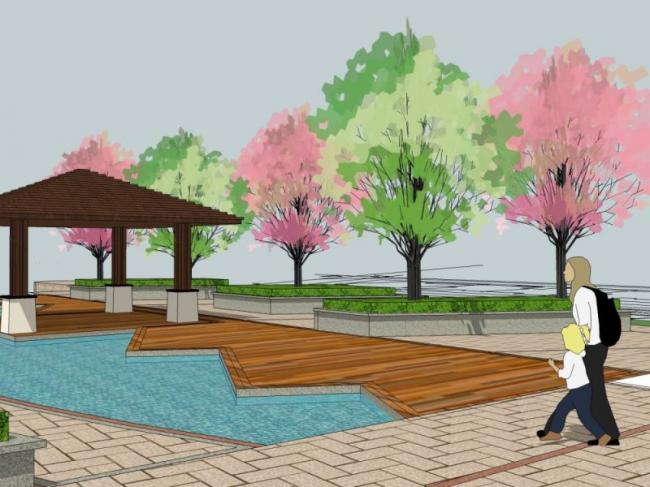 Modern Square Landscape and Parking Lot Design in SketchUp