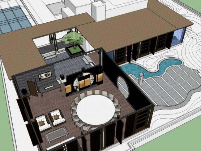 SketchUp Landscape Design: Chinese-Style Roof Garden Model