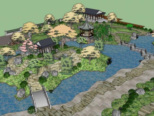 SketchUp Landscape Design: Chinese Garden and Traditional Style Architecture
