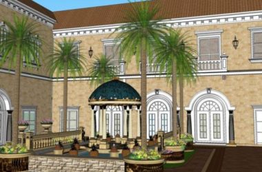 European Classical Courtyard Landscape Model in SketchUp-BIM WORLD