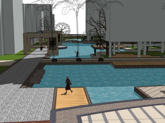 SketchUp Residential Landscape Model Featuring Chinese-Style Design