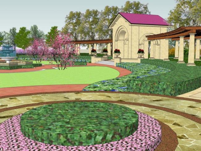 SketchUp Landscape Model: European Classical Style with Square Design