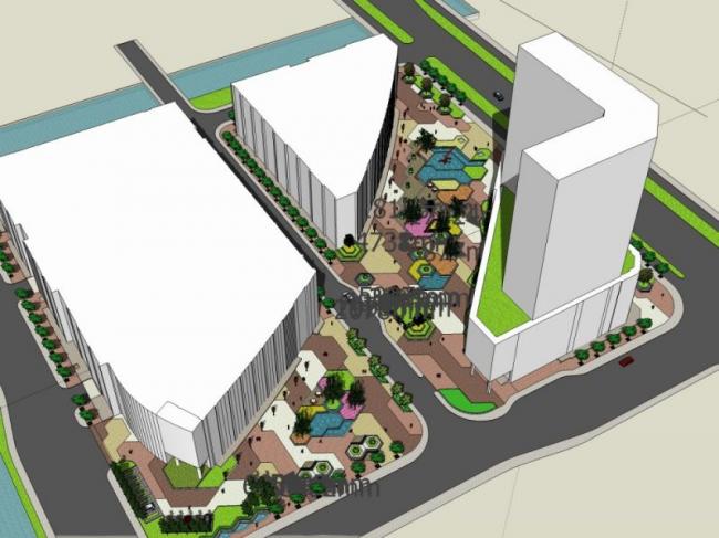 Modern Square Landscape Design in SketchUp